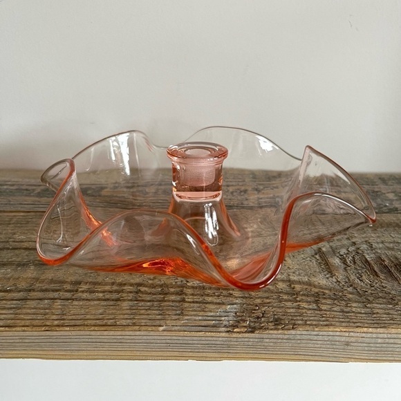 Other - Pink depression glass ruffled candle holder